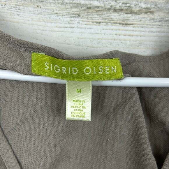 Sigrid Olsen Womens Medium Tan Boho Knit Crochet Lined Tank Top - Picture 3 of 5